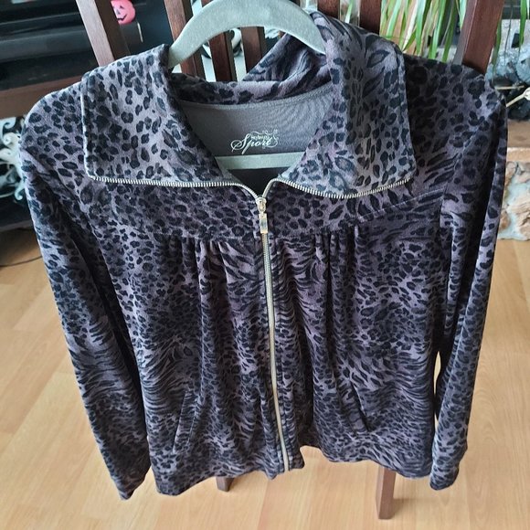 Style & Co Sport Leopard Pattern Zip-up Blazer - Picture 7 of 8